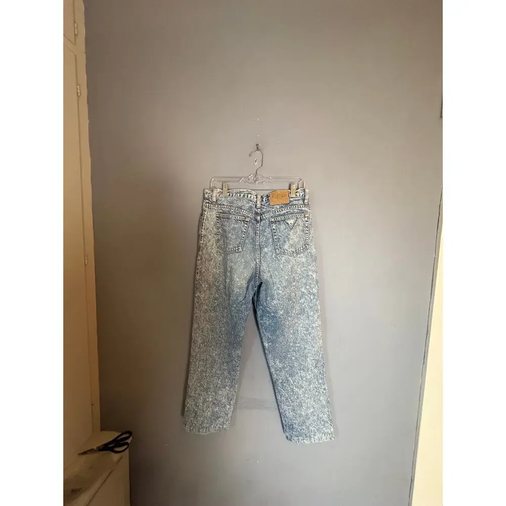Vintage 80s Guess Georges Marciano Men’s Acid Wash Tapered Jeans USA Sz 34